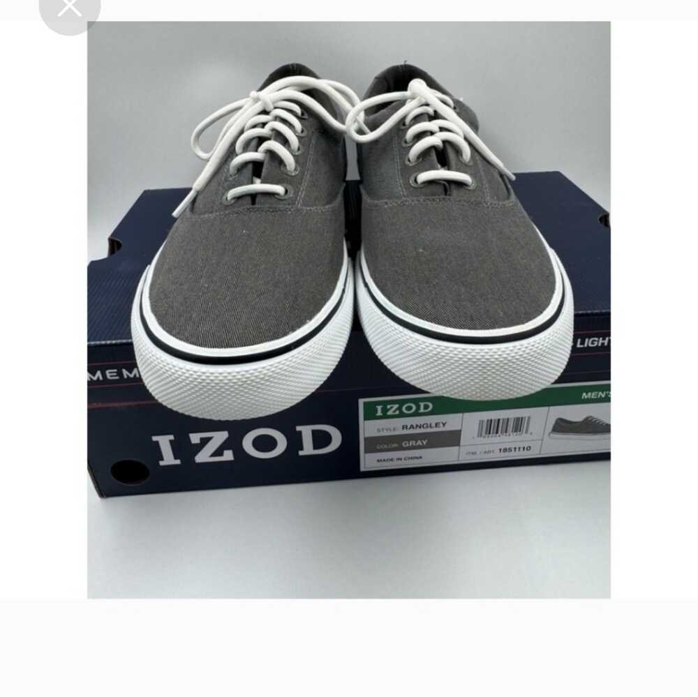 Izod Rangley Mens Canvas Lace Up Tennis Shoes Sneakers Grey New - Picture 3 of 6